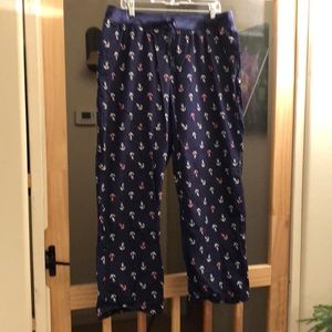 Llbean poplin cotton pj pants, navy blue, XL